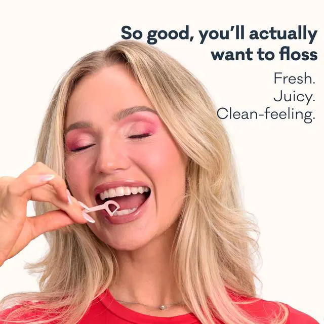 Alt view image 5 of 6 - Ultra Clean Apple Flavor Adult Tooth Floss Picks, 80 Count Canister, Fruity Dental Floss Sticks, Gentle on Tight Teeth, Convenient Handles for Daily Oral Care