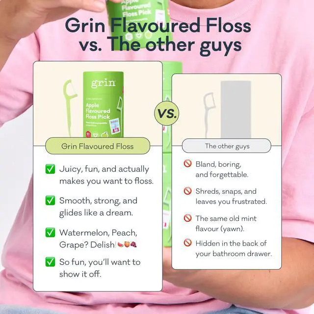 Alt view image 6 of 6 - Ultra Clean Apple Flavor Adult Tooth Floss Picks, 80 Count Canister, Fruity Dental Floss Sticks, Gentle on Tight Teeth, Convenient Handles for Daily Oral Care
