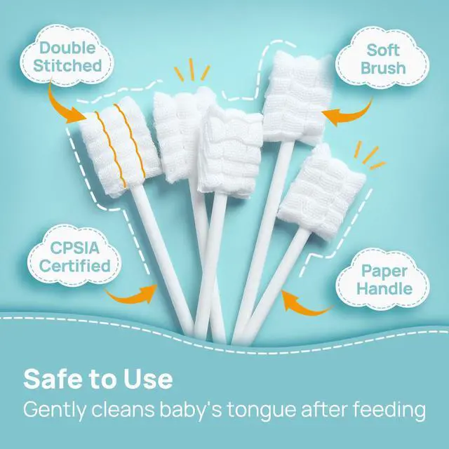 Alt view image 4 of 7 - Baby Tongue Cleaner, Baby Oral Cleaner, Disposable Infant Mouth Cleaner Newborn, Upgrade Gum Cleaner with Paper Handle for Infants Ages 0-2 Years, 40 Pack