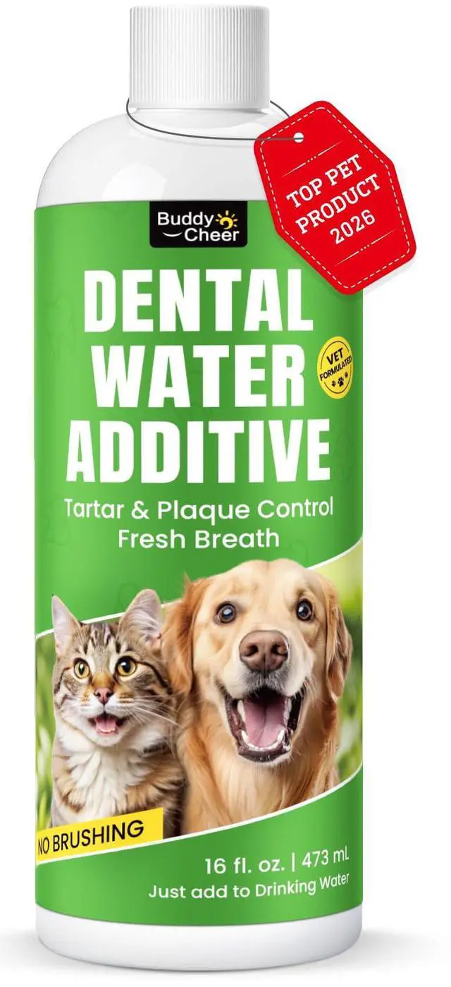 Main image of Dog Breath Freshener Enzymatic Dog Dental Water Additive for Teeth Claning Freshens Breath & Reduces Tartar Easy Mouthwash Cleaner for Teeth & Gums No Brushing Needed, Uncented, 16oz