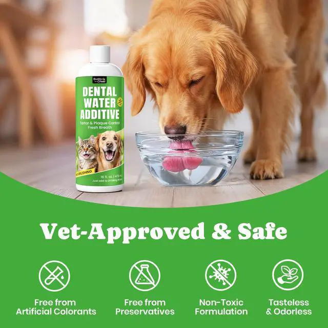 Alt view image 6 of 7 - Dog Breath Freshener Enzymatic Dog Dental Water Additive for Teeth Claning Freshens Breath & Reduces Tartar Easy Mouthwash Cleaner for Teeth & Gums No Brushing Needed, Uncented, 16oz