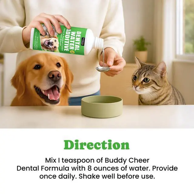 Alt view image 7 of 7 - Dog Breath Freshener Enzymatic Dog Dental Water Additive for Teeth Claning Freshens Breath & Reduces Tartar Easy Mouthwash Cleaner for Teeth & Gums No Brushing Needed, Uncented, 16oz