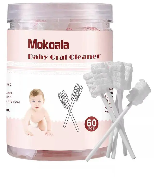 Main image of 60Pcs Baby Tongue Cleaner, Baby Toothbrush, Disposable Infant Mouth Cleaner, Soft Gauze Toohthbrush Toddler Oral Cleaning Stick Dental Care for 0-36 Month Newborn