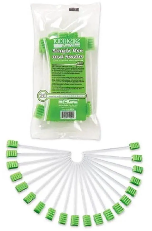 Main image of Stryker Toothette Plus Single Use Oral Swabs with Sodium Bicarbonate Bag of 20 Swabs Disposable Dental swabs with Long Handle