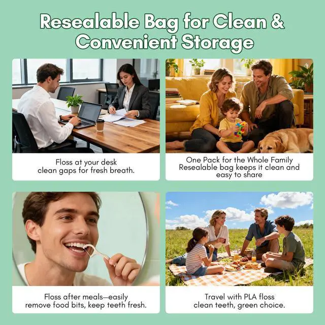 Alt view image 7 of 7 - Floss Picks, 100 Count Mint Plant Based Dental Floss Eco-Friendly