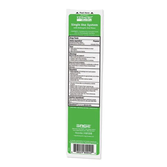 Alt view image 5 of 5 - Stryker Toothette Plus Single Use Oral Swabs with Antiseptic Oral Rinse 1 package of 2 swabs with .25 fl. oz. mint mouthwash Disposable swabs with long handle