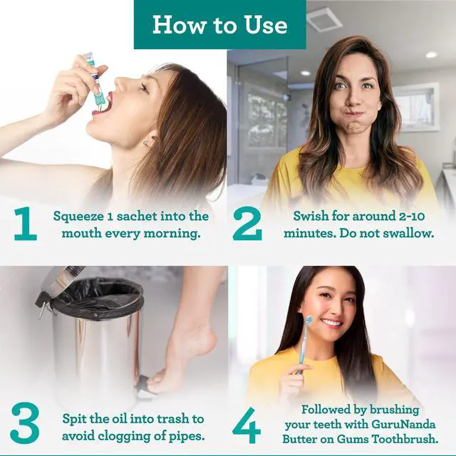 Alt view image 5 of 7 - Travel Sachets Coconut Oil Pulling, Fresh Breath Mouthwash, 7 Essential Oils & Vitamins for Happy Teeth & Gums, 7 Sachets
