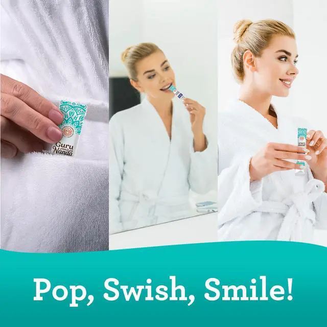 Alt view image 7 of 7 - Travel Sachets Coconut Oil Pulling, Fresh Breath Mouthwash, 7 Essential Oils & Vitamins for Happy Teeth & Gums, 7 Sachets