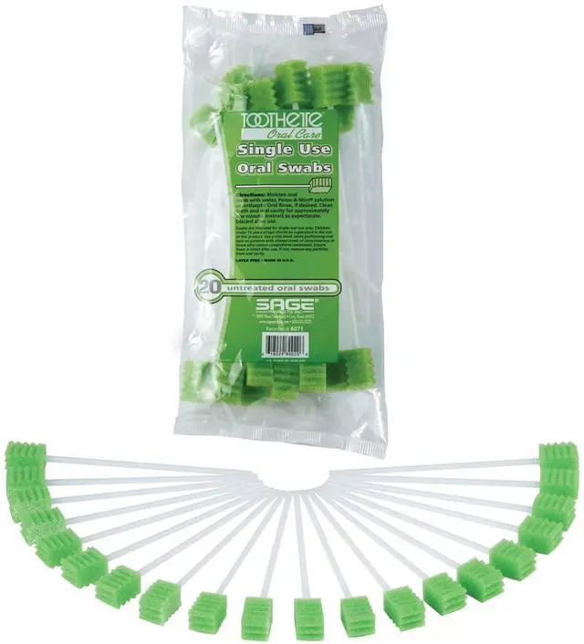 Main image of Toothette® Oral Care Plus Dental Swabs - Single Use - Untreated - Bag of 20 Swabs
