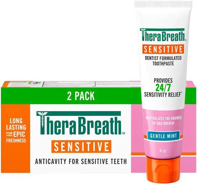 Main image of Sensitive Toothpaste, 24/7 Sensitivity Relief, SLS Free, No Sulfates, with Fluoride for Anticavity Protection, Gentle Mint, 4 Oz, 2-Pack