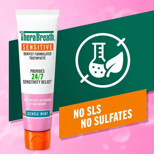 Alt view image 4 of 7 - Sensitive Toothpaste, 24/7 Sensitivity Relief, SLS Free, No Sulfates, with Fluoride for Anticavity Protection, Gentle Mint, 4 Oz, 2-Pack