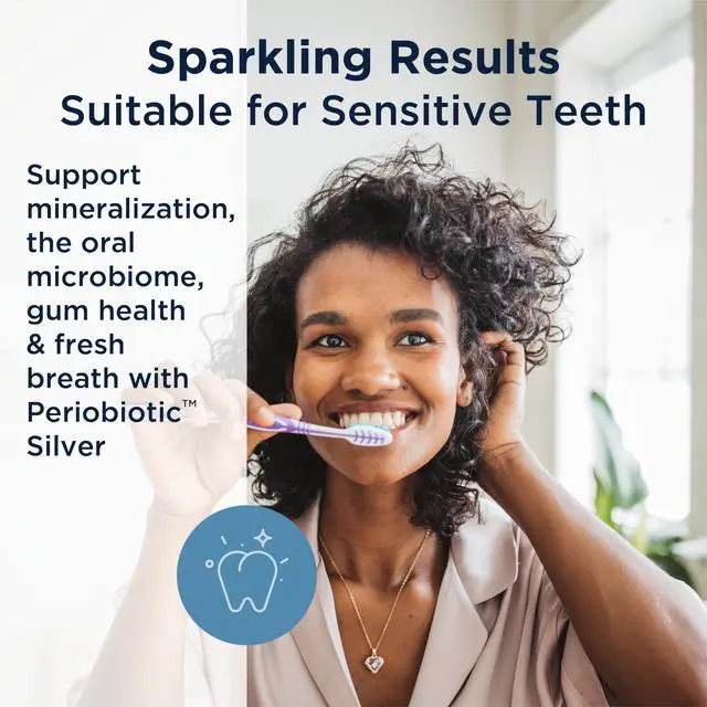 Alt view image 2 of 7 - Periobiotic Silver Hydroxyapatite Toothpaste - Fluoride Free Toothpaste with Oral Probiotics with Whitening Hydroxyapatite - Supports Gum Health & Remineralization (4oz Mint)