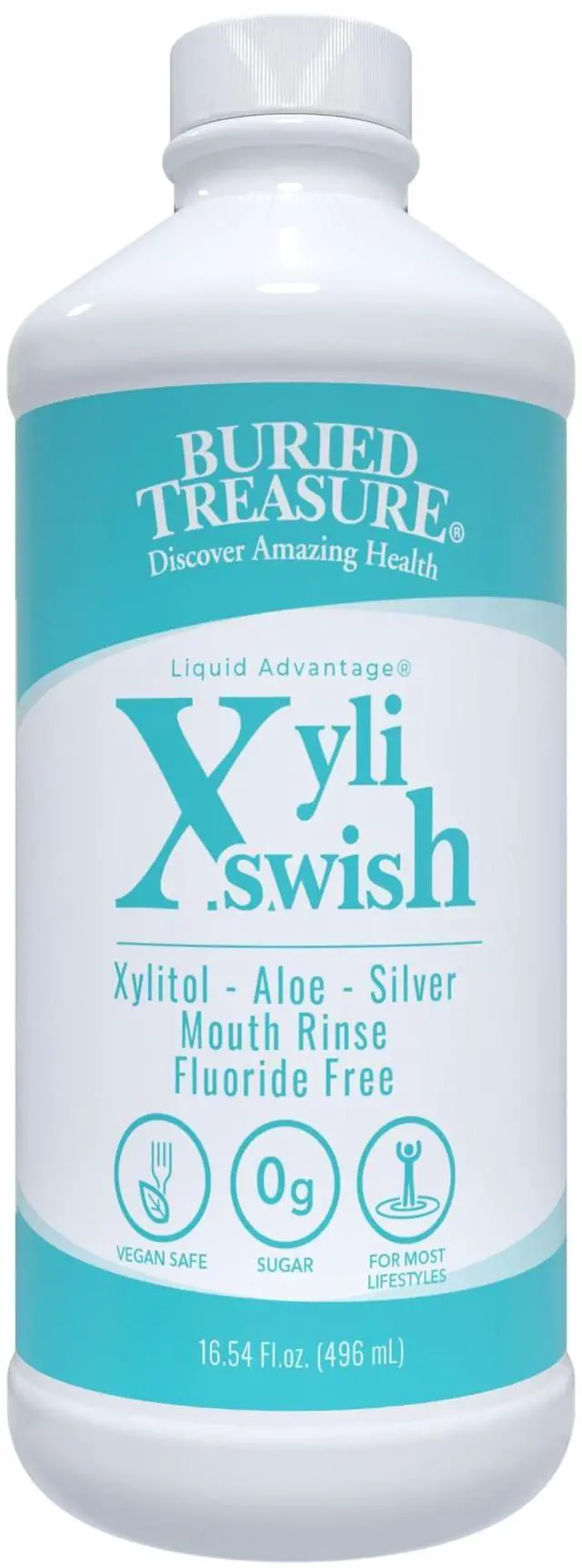 Main image of Xyli Swish - All Natural Formulated Nano Silver, Xylitol & Aloe Mouthwash - Alcohol and Fluoride Free - Oral Rinse to Fight Bad Breath & Dry Mouth - Peppermint Flavor - 16oz.