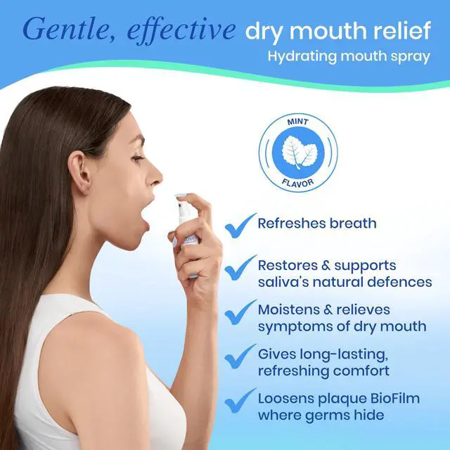 Alt view image 2 of 6 - Extra Gentle Dry Mouth Spray - Soothing Mint Mouth Spray with Natural Salivary Enzymes - 250 Pumps (2 Pack)