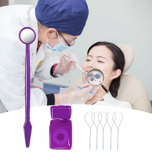 Alt view image 3 of 6 - Braces Cleaning Kit for Teeth, Portable Orthodontic Toothbrush Kit Oral Care Dental Travel Kit - Interdental Brush Dental Wax Dental Floss Toothbrush Box (Purple B)