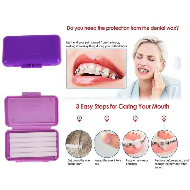 Alt view image 4 of 6 - Braces Cleaning Kit for Teeth, Portable Orthodontic Toothbrush Kit Oral Care Dental Travel Kit - Interdental Brush Dental Wax Dental Floss Toothbrush Box (Purple B)