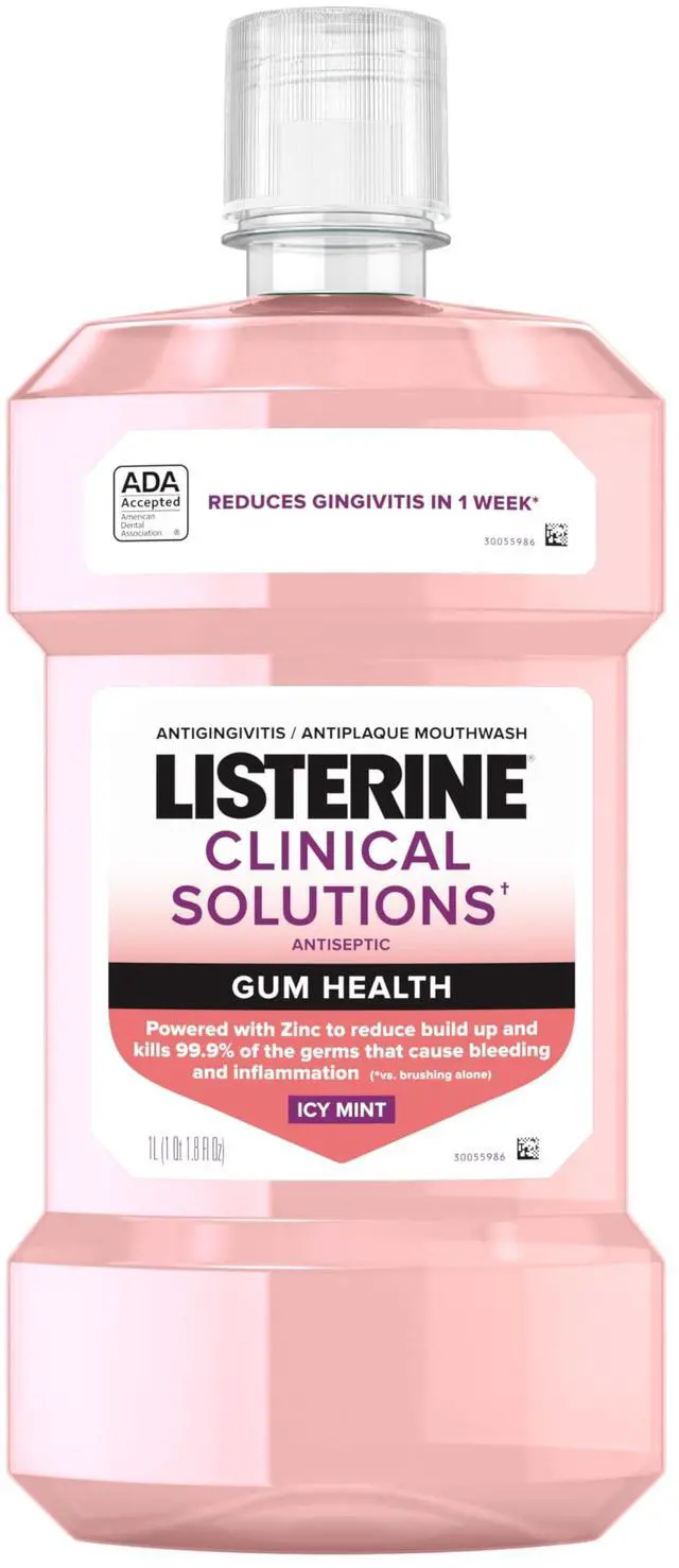 Main image of Clinical Solutions Gum Health Antiseptic Mouthwash, Antigingivitis & Antiplaque Oral Rinse Helps Prevent Plaque Buildup & Immediately Kills Germs for Healthier Gums, ICY Mint, 1 L