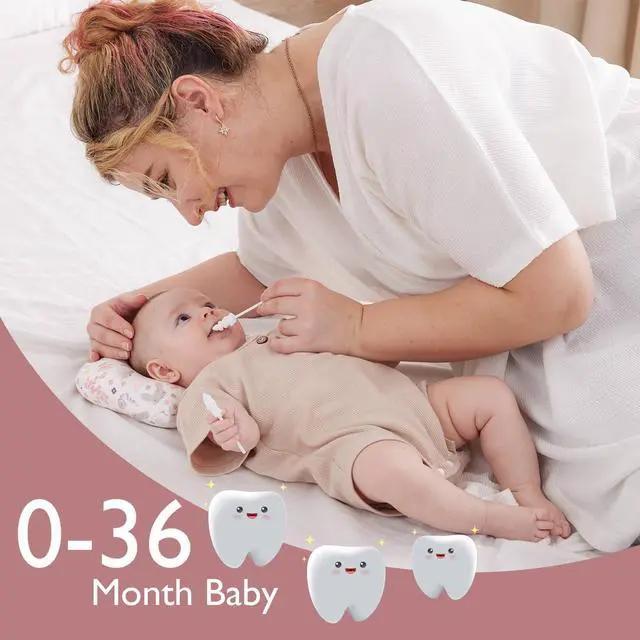 Alt view image 6 of 7 - Momcozy Baby Tongue Cleaner Baby Toothbrush Disposable Oral Cleaner 40Count