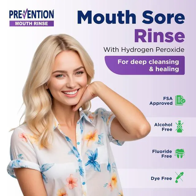 Alt view image 2 of 6 - Prevention Mouth Sore Rinse, Hydrogen Peroxide, Alcohol Free, 16 oz 1-Pack