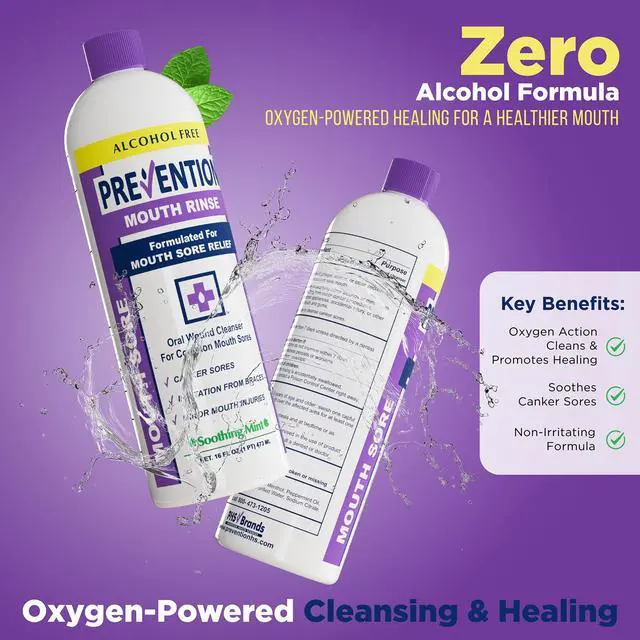 Alt view image 3 of 6 - Prevention Mouth Sore Rinse, Hydrogen Peroxide, Alcohol Free, 16 oz 1-Pack