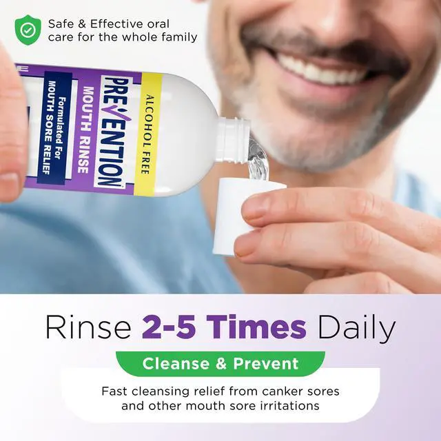 Alt view image 6 of 6 - Prevention Mouth Sore Rinse, Hydrogen Peroxide, Alcohol Free, 16 oz 1-Pack