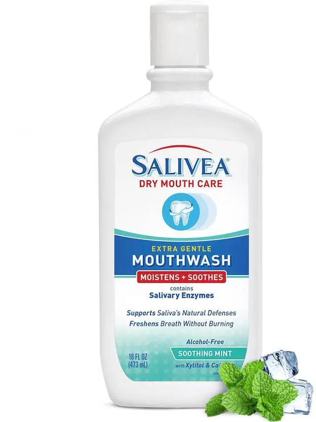 Main image of Dry Mouth Mouthwash - Soothing Mint Mouthwash with Natural Salivary Enzymes - Gentle Mouthwash to Aid Dry Mouth Care - Breath Freshener & Dry Mouth Care - Mint Flavor (16 oz Bottle)