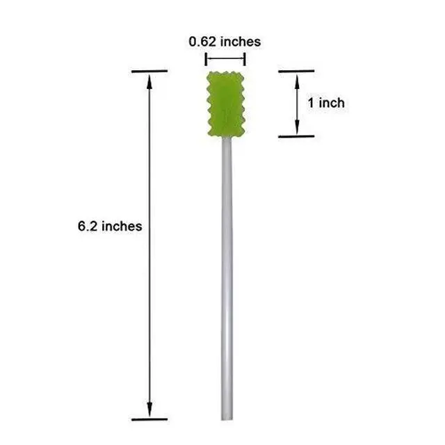 Alt view image 2 of 2 - Treated Oral Swabs with Dentifrice- Flavored Dental Swabs Individually Wrapped Fruit Green Tooth Shape for Oral Cavity Cleaning Sponge Swab, Box of 100 Counts