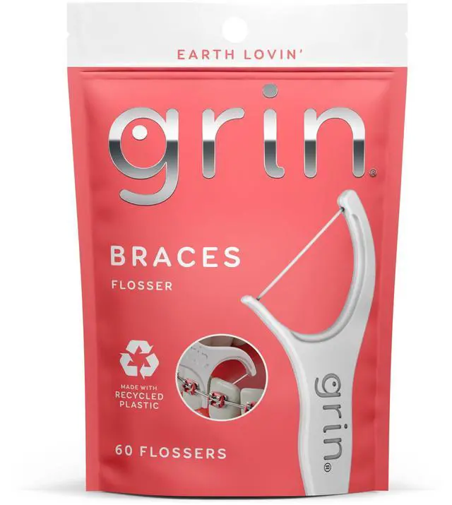 Main image of Braces Flosser, Floss Picks Designed for Braces, 60 Count, Dental Flossers, Recycled Plastic, Ortho Approved, Premium Thin Floss, Includes Handy Wax Scraper and Pick