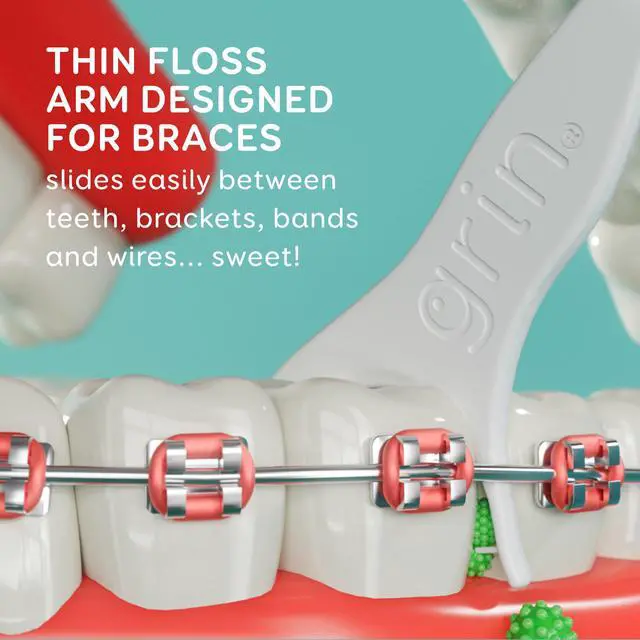 Alt view image 3 of 7 - Braces Flosser, Floss Picks Designed for Braces, 60 Count, Dental Flossers, Recycled Plastic, Ortho Approved, Premium Thin Floss, Includes Handy Wax Scraper and Pick
