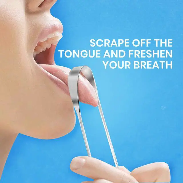 Alt view image 3 of 7 - Tongue Scraper for Adults by (2Pcs Oral Care Pack) Stainless Steel Tongue Cleaners Reduce Bad Breath 100% Metal Tough Scrapers Men and Women Hygiene Product