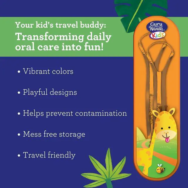 Alt view image 3 of 7 - Kids Tongue Scraper (2-Pack) with Travel Case, Stainless Steel, Aids in Fresh Breath - Travel-Friendly Tongue Cleaner (Green/Pink/Orange)
