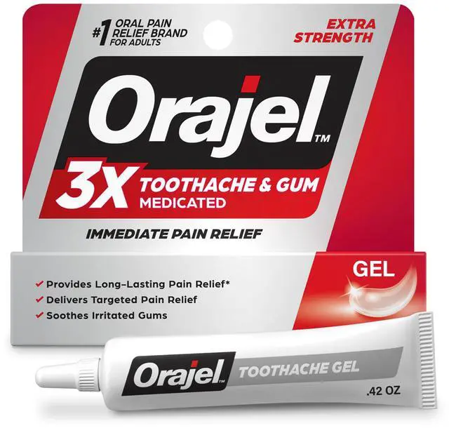 Main image of 3X Medicated Toothache & Gum Pain Gel, Immediate Pain Relief, Extra Strength, 0.42 oz