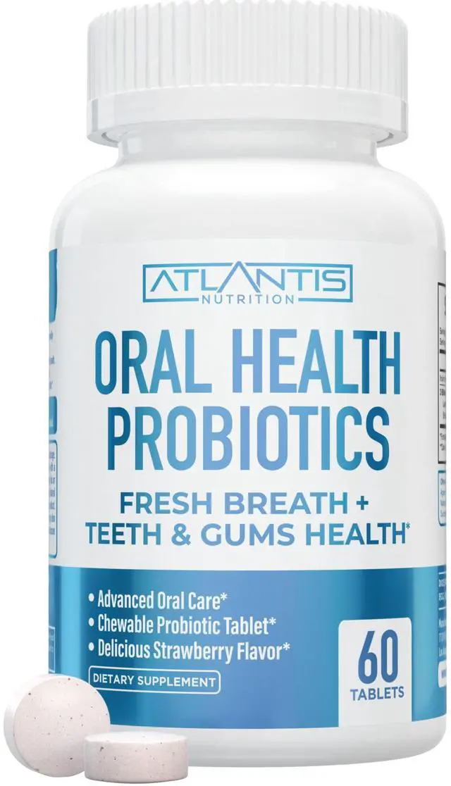 Main image of Oral Probiotics Chewable Tablet - Dental Probiotic for Gum Care & Teeth Care - Bad Breath Treatment for Adults - 3 Billion CFU Probiotic Blend/Tablet - Strawberry Flavor- 60 Tablets