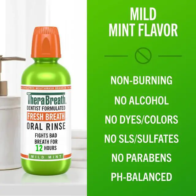 Alt view image 5 of 7 - Fresh Breath Mouthwash, Mild Mint Flavor, Alcohol-Free, 16 Fl Oz (2-Pack)