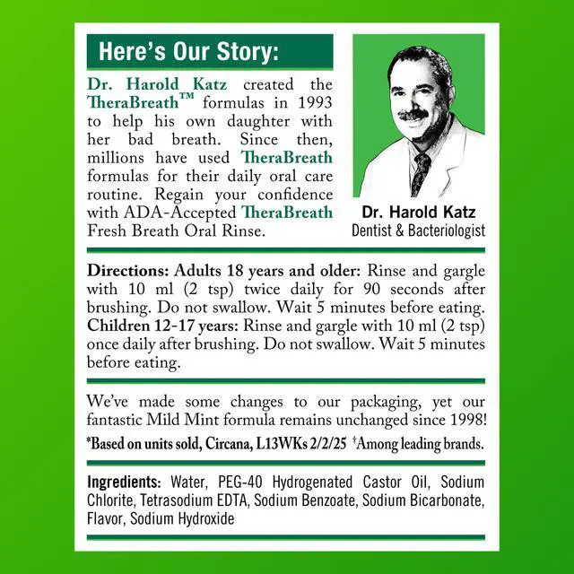 Alt view image 6 of 7 - Fresh Breath Mouthwash, Mild Mint Flavor, Alcohol-Free, 16 Fl Oz (2-Pack)