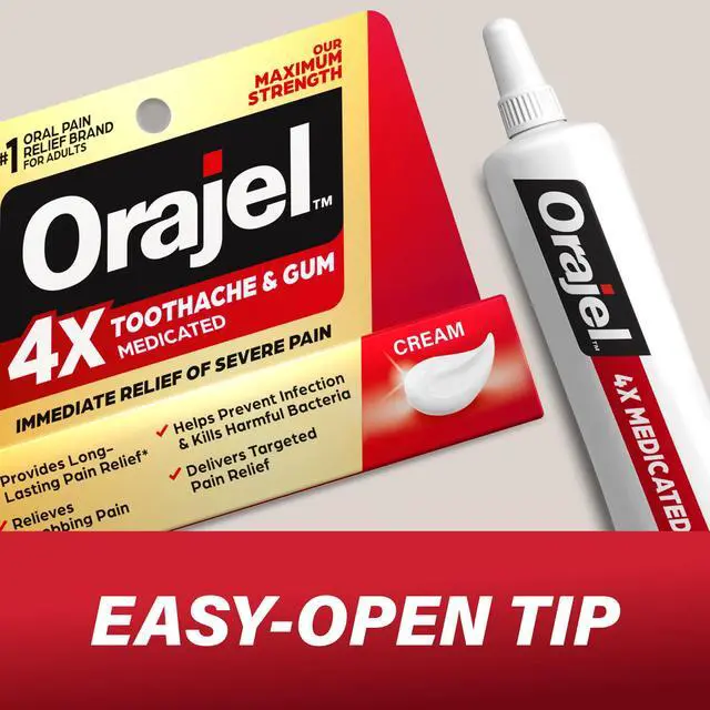 Alt view image 5 of 7 - 4X for Toothache & Gum Pain: Severe Cream Tube 0.33oz- From Oral Pain Relief Brand