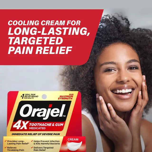 Alt view image 7 of 7 - 4X for Toothache & Gum Pain: Severe Cream Tube 0.33oz- From Oral Pain Relief Brand