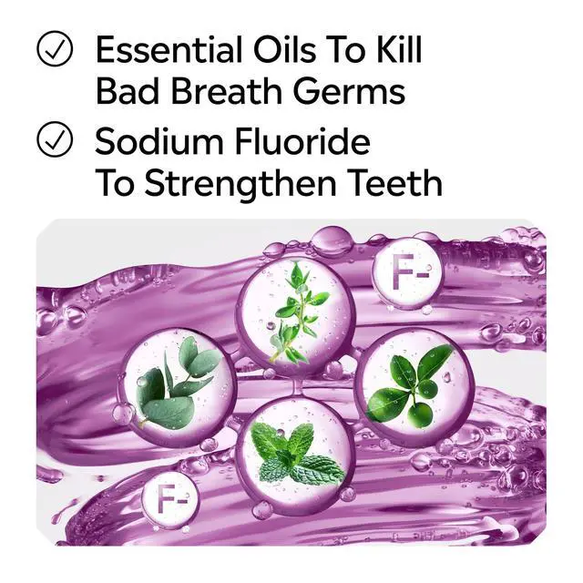 Alt view image 7 of 7 - Total Care Intense Anticavity Fluoride Mouthwash, 6 Benefits in 1 Oral Rinse Helps Kill 99% of Bad Breath Germs, Prevents Cavities, Provides 360 Clean*, ADA-Accepted, Intense Mint, 1 L