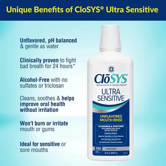 Alt view image 2 of 6 - Ultra Sensitive Mouthwash, 32 Oz, Alcohol Free Mouthwash, Unflavored Mouth Wash, Dye Free, pH Balanced, Helps Soothe Entire Mouth