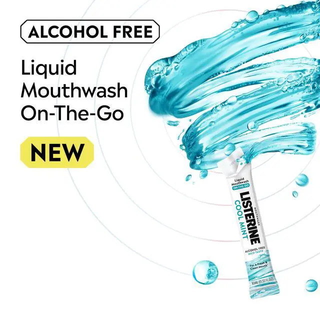 Alt view image 2 of 7 - On-The-Go Cool Mint Alcohol Free Mouthwash Packets, Oral Rinse in Individual Packets Kills Bad Breath Germs, Less Intense Taste, Cool Mint Flavor, Mini Travel Size, 0.33 fl oz. Pack of 5