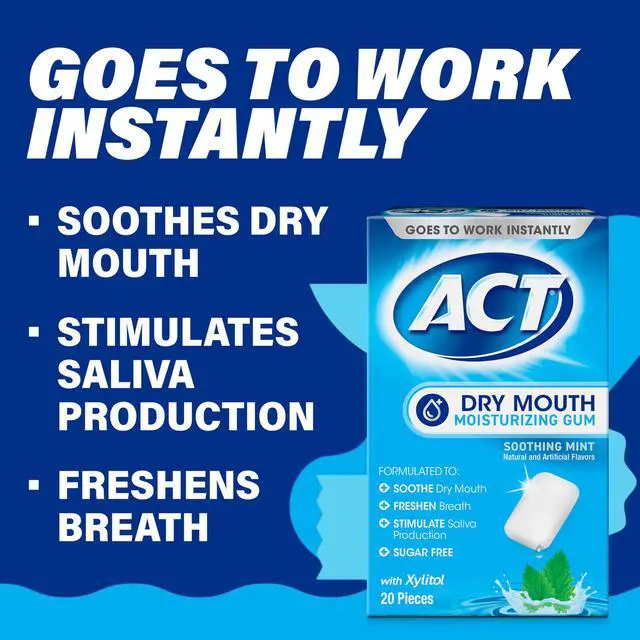 Alt view image 4 of 7 - Dry Mouth Moisturizing Gum, 20 Pieces, With Xylitol, Sugar Free Soothing Mint