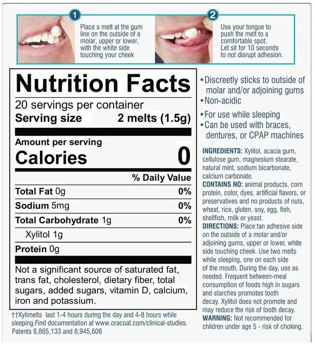 Alt view image 2 of 7 - XyliMelts for Dry Mouth Night Time or Day - Moisturizing Dry Mouth Adhering Discs, Sugar Free with Xylitol, 40 Count, Mild Mint Flavor, 8-Hour Relief