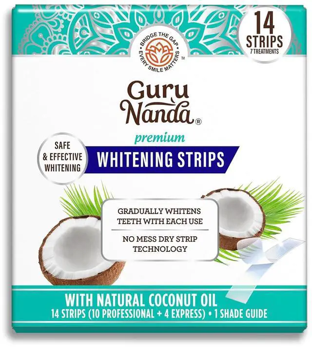 Main image of GuruNanda Teeth Whitening Strips Kit - 7-Day Treatment with Non-Slip, Dry Strip Technology - Whitening Designed with Care for a Brighter Smile
