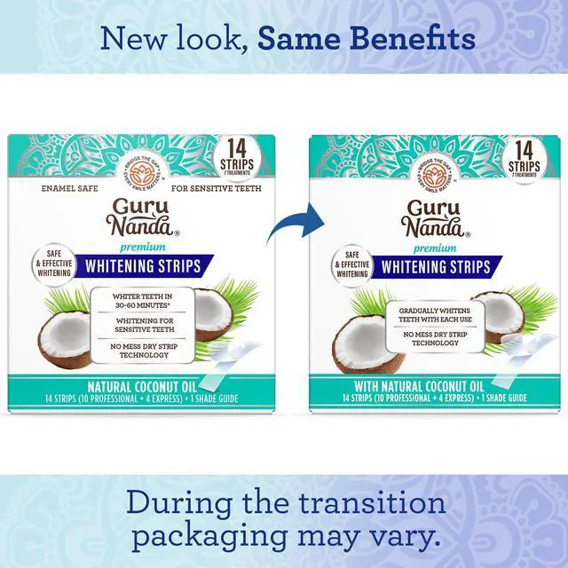 Alt view image 2 of 7 - GuruNanda Teeth Whitening Strips Kit - 7-Day Treatment with Non-Slip, Dry Strip Technology - Whitening Designed with Care for a Brighter Smile