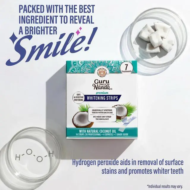 Alt view image 5 of 7 - GuruNanda Teeth Whitening Strips Kit - 7-Day Treatment with Non-Slip, Dry Strip Technology - Whitening Designed with Care for a Brighter Smile