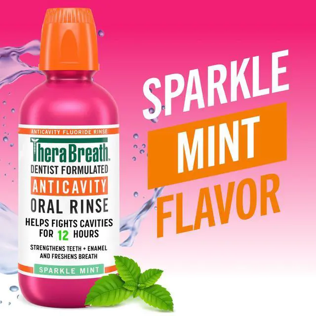Alt view image 2 of 7 - Anticavity Fluoride Oral Rinse Mouthwash, Fights Cavities, Strengthens Enamel and Freshens Breath, Dentist-Formulated, Alcohol-Free, Sparkle Mint Flavor, 16 fl oz, Pack of 2