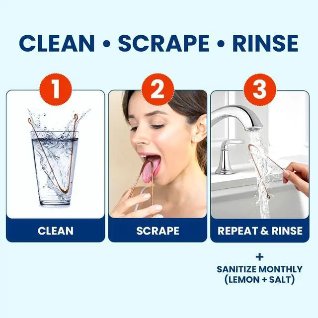 Alt view image 6 of 7 - Copper Tongue Scraper - Metal Oral Hygiene Tool for Adults & Kids, Reusable Tongue Scraper & Cleaner, Fresher Breath & Debris Removal, Travel-Friendly, USA-Based Seller - 4 PACK