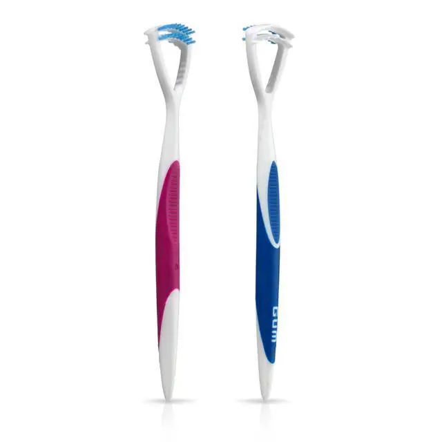 Alt view image 3 of 6 - Tongue Cleaner, Dual-Action Soft-Bristled Tongue Brush with Tongue Scraper for Better Oral Hygiene & Bad Breath Control, Pack of 3
