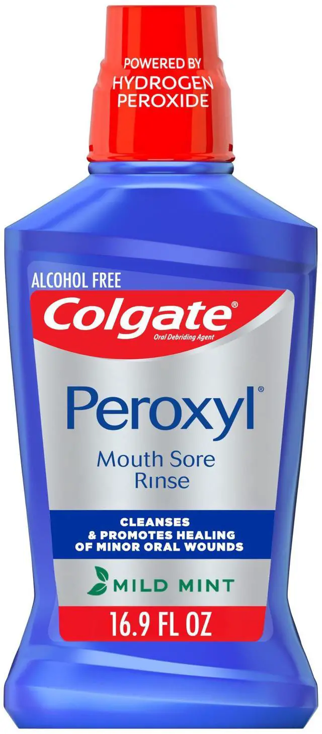Main image of Peroxyl Alcohol Free Mouthwash with 1.5% Hydrogen Peroxide, Mouth Sore Rinse for Canker Sores, Oral Irritations, and Burns, Mild Mint, 16.9 fl oz Bottle