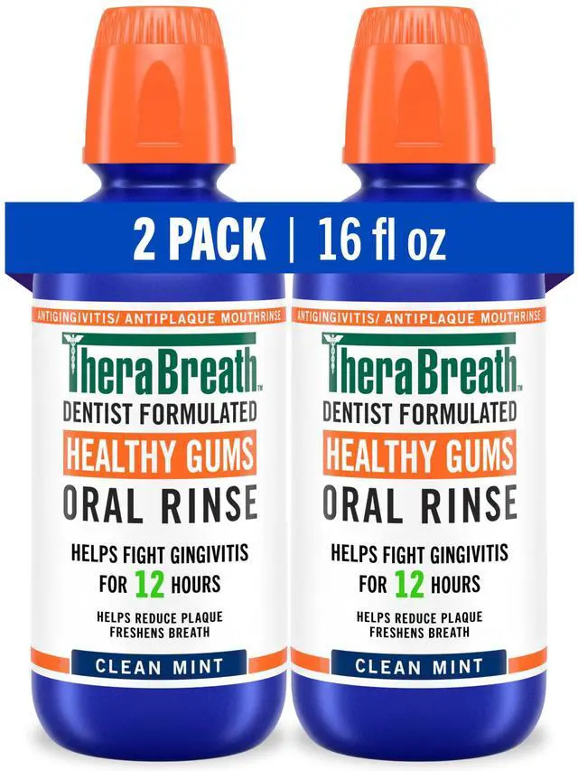 Main image of Healthy Gums Oral Rinse, Antigingivitis, Clean Mint Flavor, Dentist Formulated to Help Prevent Gingivitis and Support Gum Health, Alcohol Free, 16 Fl Oz (Pack of 2)